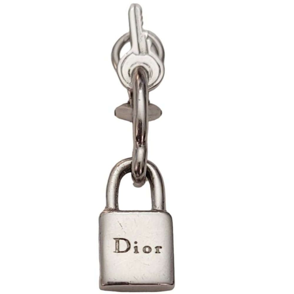Christian Dior Single Padlock Charm Dangle Key Clip On Earring E588